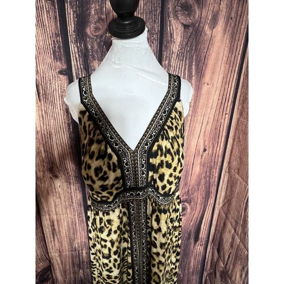 Maxi Dress Womens 1X Plus Leopard Print Sleeveless Chelsea And Theodore Goddess - Picture 3 of 8